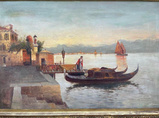 Antoine (Marc Aldine) Bouvard Sr. - Untitled (Boat in Canal) 20" x 30"