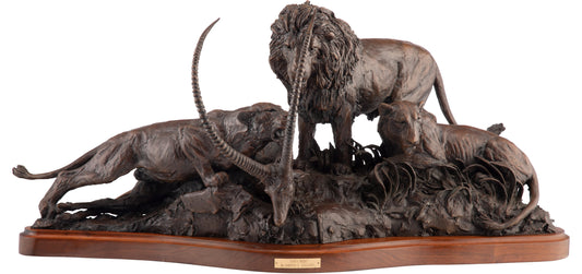 Lorenzo E. Ghiglieri - Lion's Pride, 1988- 16" x 36" Bronze