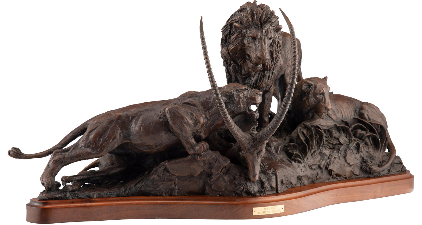 Lorenzo E. Ghiglieri - Lion's Pride, 1988- 16" x 36" Bronze