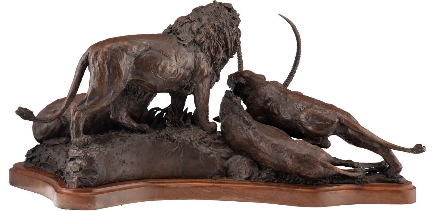 Lorenzo E. Ghiglieri - Lion's Pride, 1988- 16" x 36" Bronze