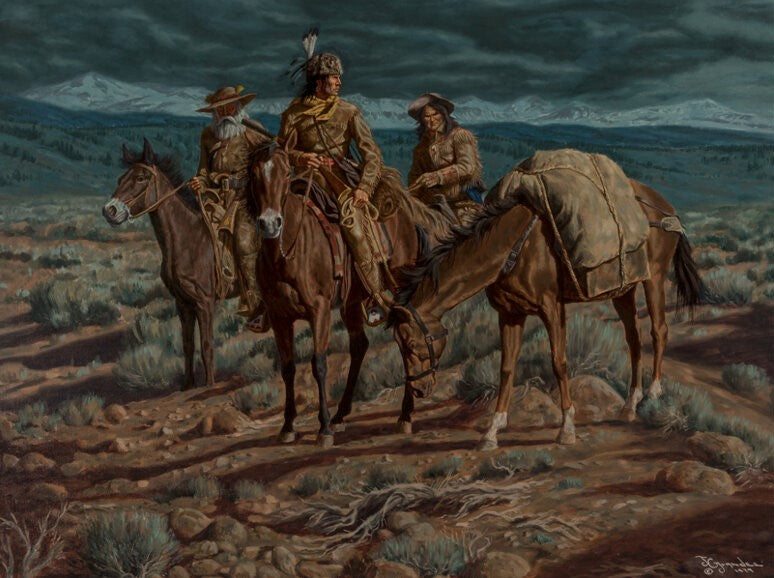 Joe Ruiz Grandee - Moonlit Way of Wolfman Trail 1979 30" x 40"