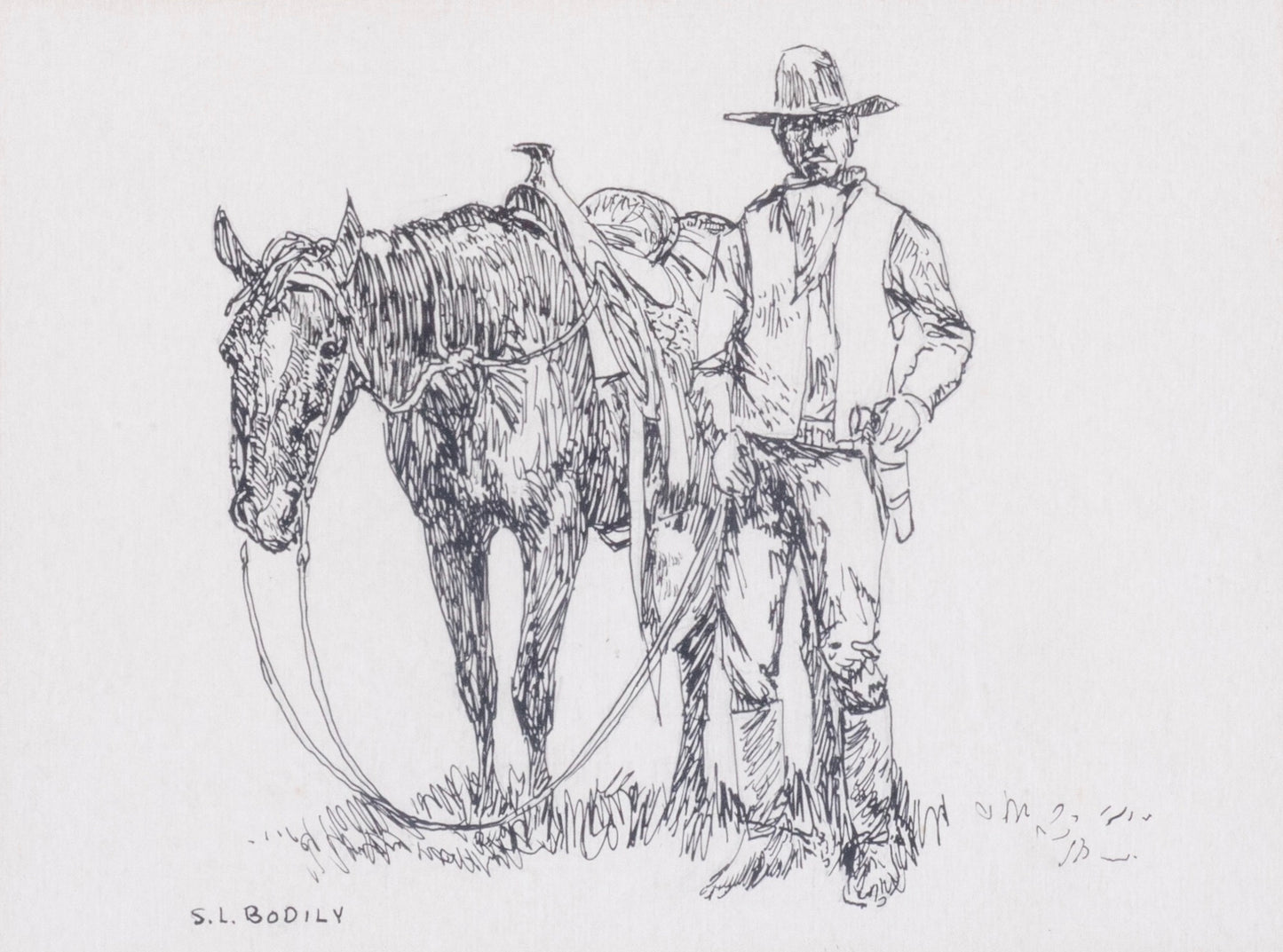 Sheryl L. Bodily - Cowboy and Horse 9" x 12"