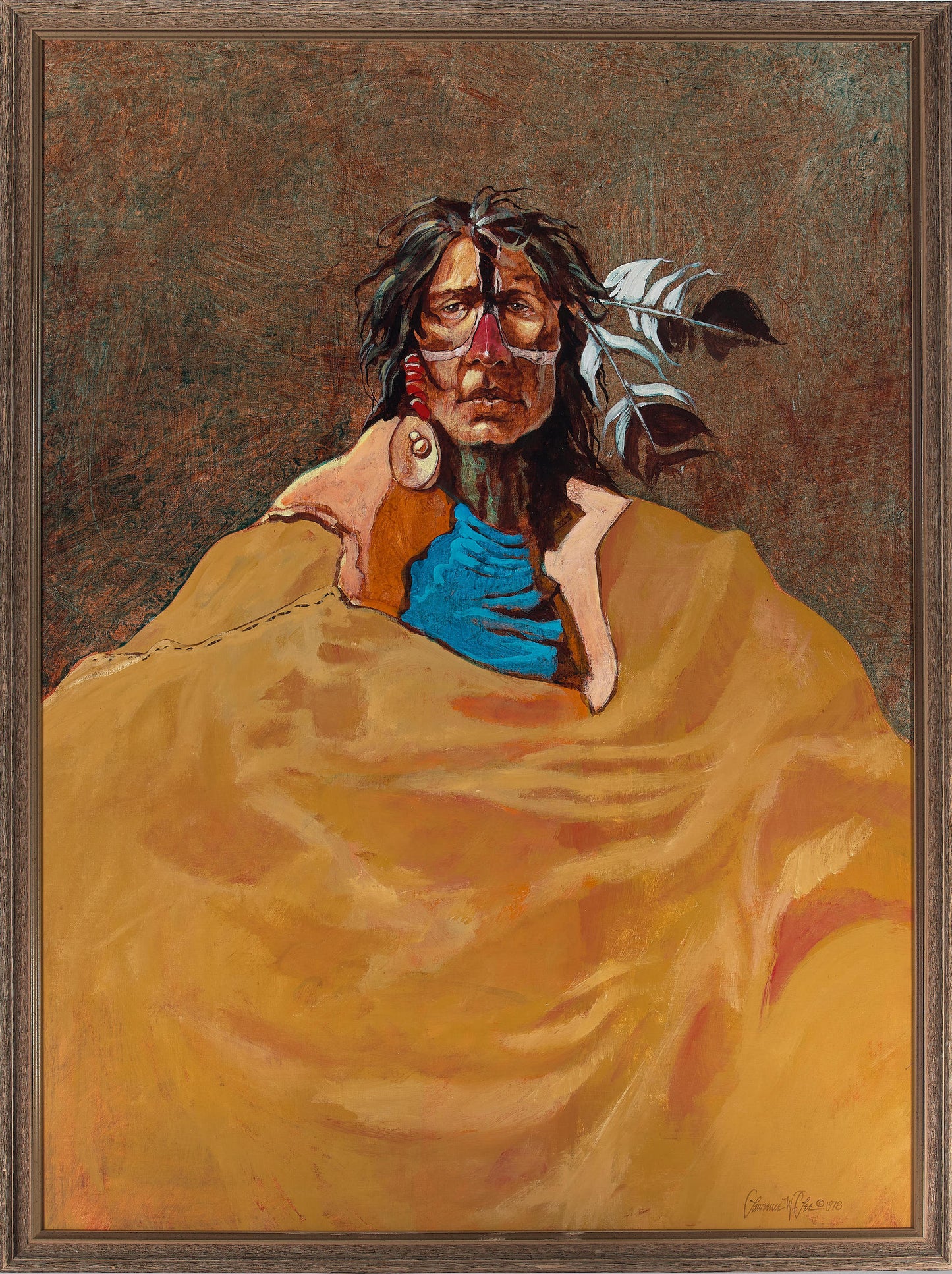 Lawrence W. Lee - Portrait of a Native American Man 1978 40" x 29.5"